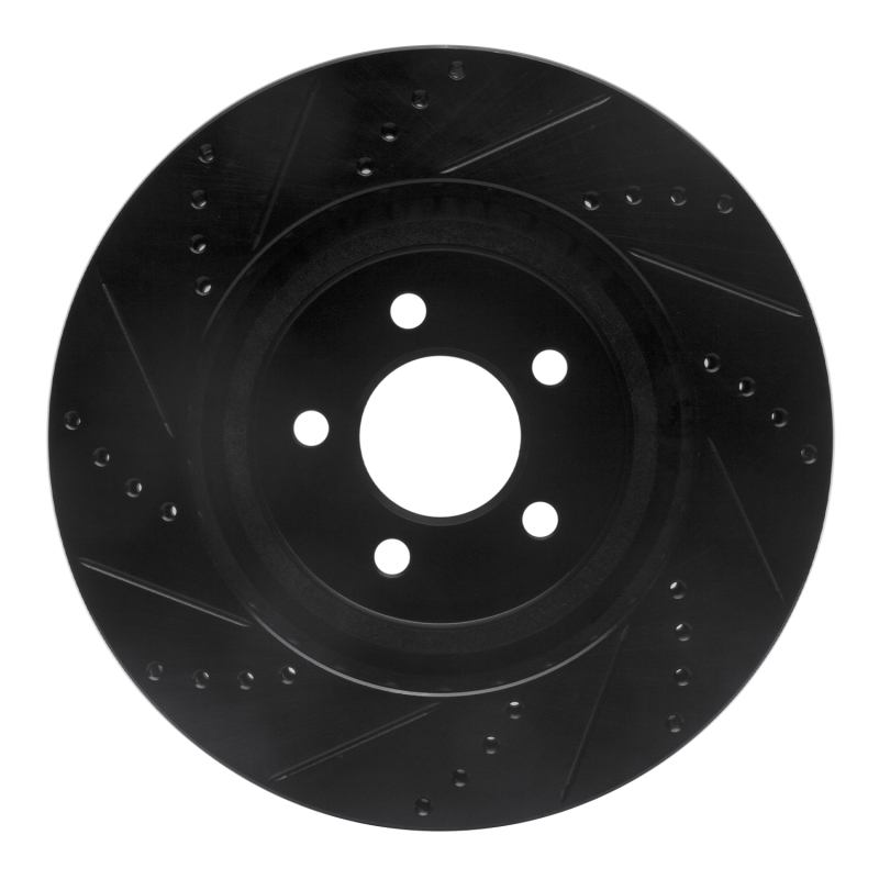 Ford Mustang Brake Rotor (1) - Front Right - R1 Concepts - Drilled & Slotted - Black - `94-`04